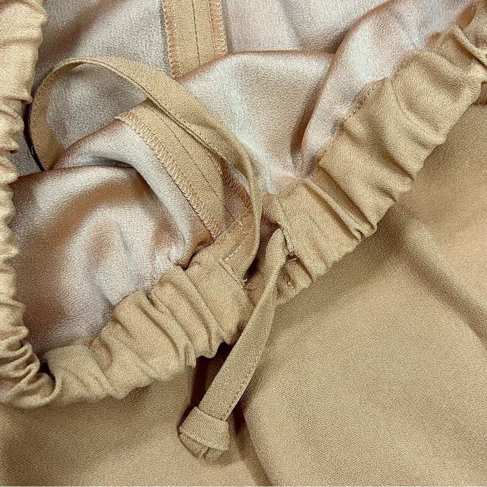 Dries Van Noten Camel Satin-Feel Elastic Waist Pants Women’s Size 34 - Picture 3 of 6